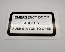 Bus Coach Sticker Self Adhesive Sign - EMEREGNCY DOOR ACCESS PUSH BUTTON TO OPEN