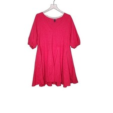 Universal Thread Red Peasant Dress Puff Sleeve V-Neck Flare Cottage Boho XL