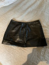 Jane Norman Lined Black Leather Mini Skirt Size 8 Classic And Immaculate