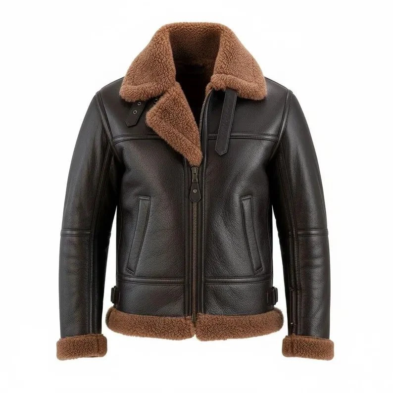 Men's Sheepskin Leather Shearling Coat | Real Fur Lined Winter Warm Jacket