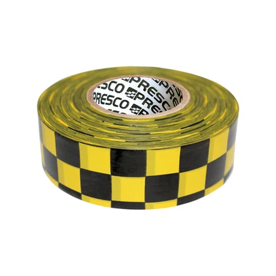 Presco Checkerboard Patterned Roll Flagging Tape: 1-3/16 in. x 300 ft. Yellow/Bl