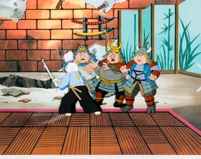 Rare vintage Usagi Yojimbo'' Production Cel Setup with Animation Drawings