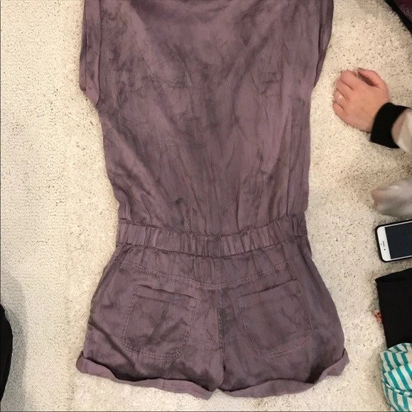 Romper feminino La Rok sem mangas de seda roxo tamanho XS - Imagem 3 de 4