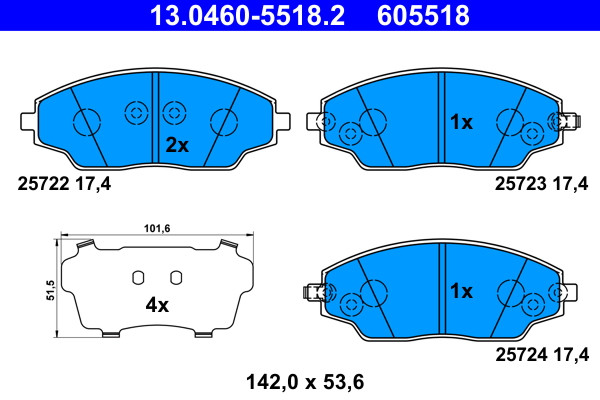 ATE BremsbeläGe BremsklöTze Vorne FüR Chevrolet Aveo SchräGheck T300 1.4-image