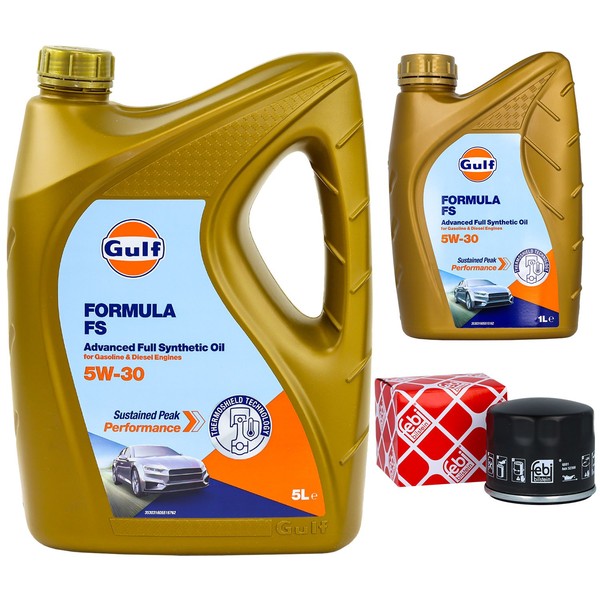 MotoröL Set Gulf Formula FS 5W-30 6 Liter + ÖLfilter FüR Renault Kangoo Laguna I-image