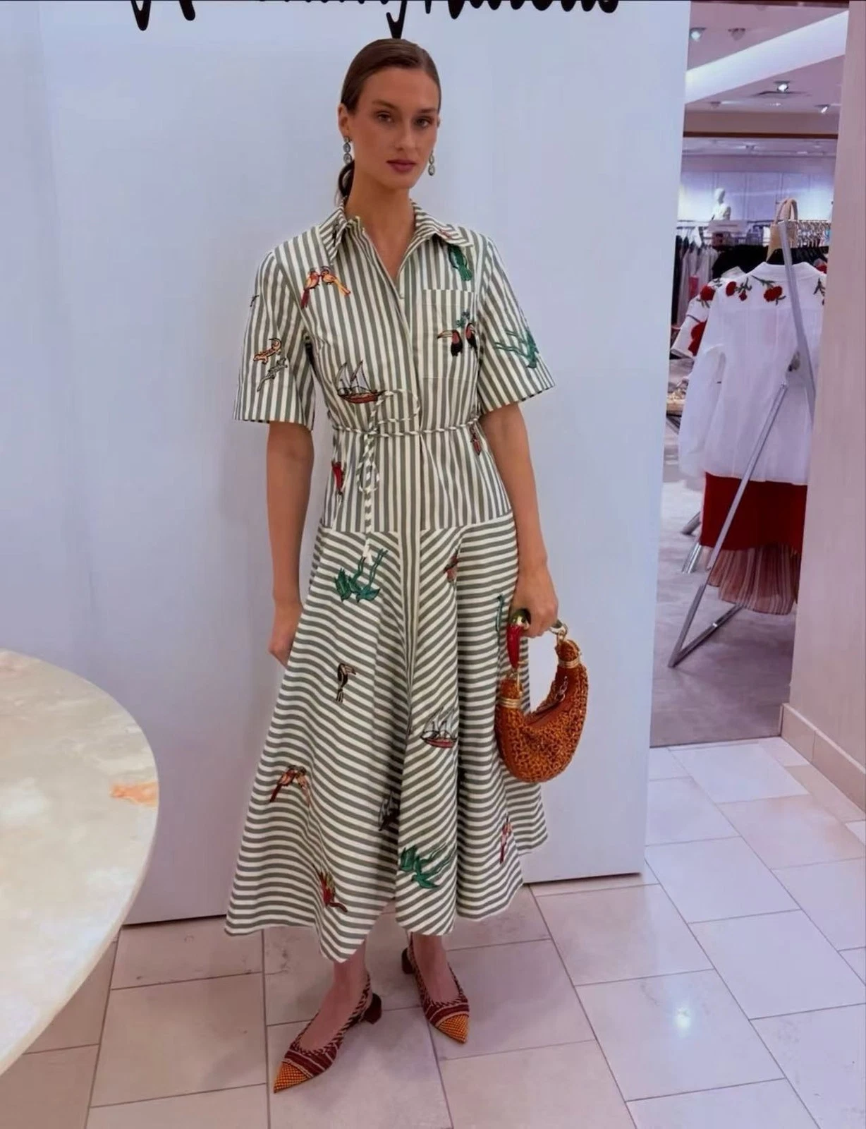 Alemais Cotton shirt dress with stripes and embroidery in the style of a sombrer
Opens in a new wind