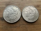 US Morgan Silver Dollars 2 coins circulated details Pre 1904 Lot M14