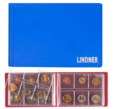 Münz Album Taschenalbum Sammelalbum BLAU für 48 Münzen bis 36mm LINDNER 2070-2