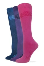 Wrangler Ladies Rayon Rose Pattern Knee High Socks 3 Pair Pack