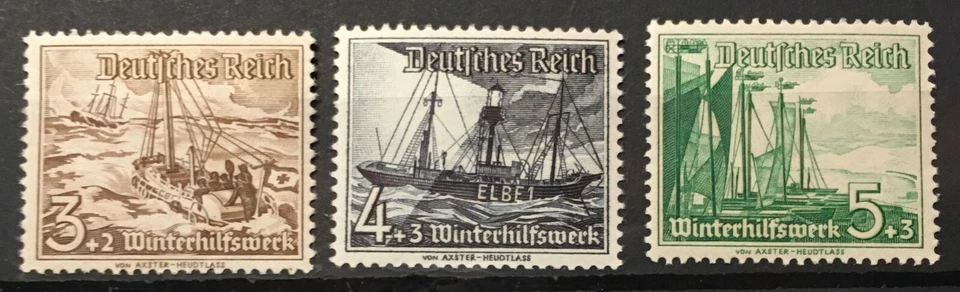  Germany 1937  3rd Reich  Mi 651-9 Sc B107-15 Ships MNH - Image 2 of 4