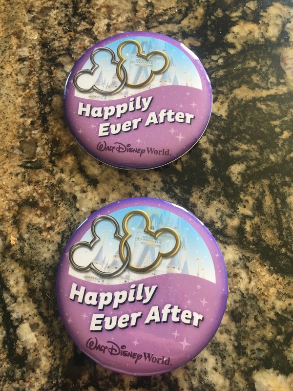 (2) DISNEY WORLD Just Married/Anniversary Happily Ever After Pins - Worn Once