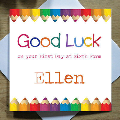 A Levels College Uni School Personalised Handmade Good Luck Sixth Form Card