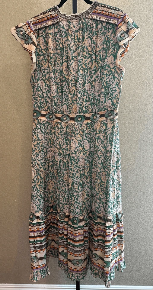Платье миди размер XL Anthropologie Current Air Border Print многоярусное - Изображение 4 из 4