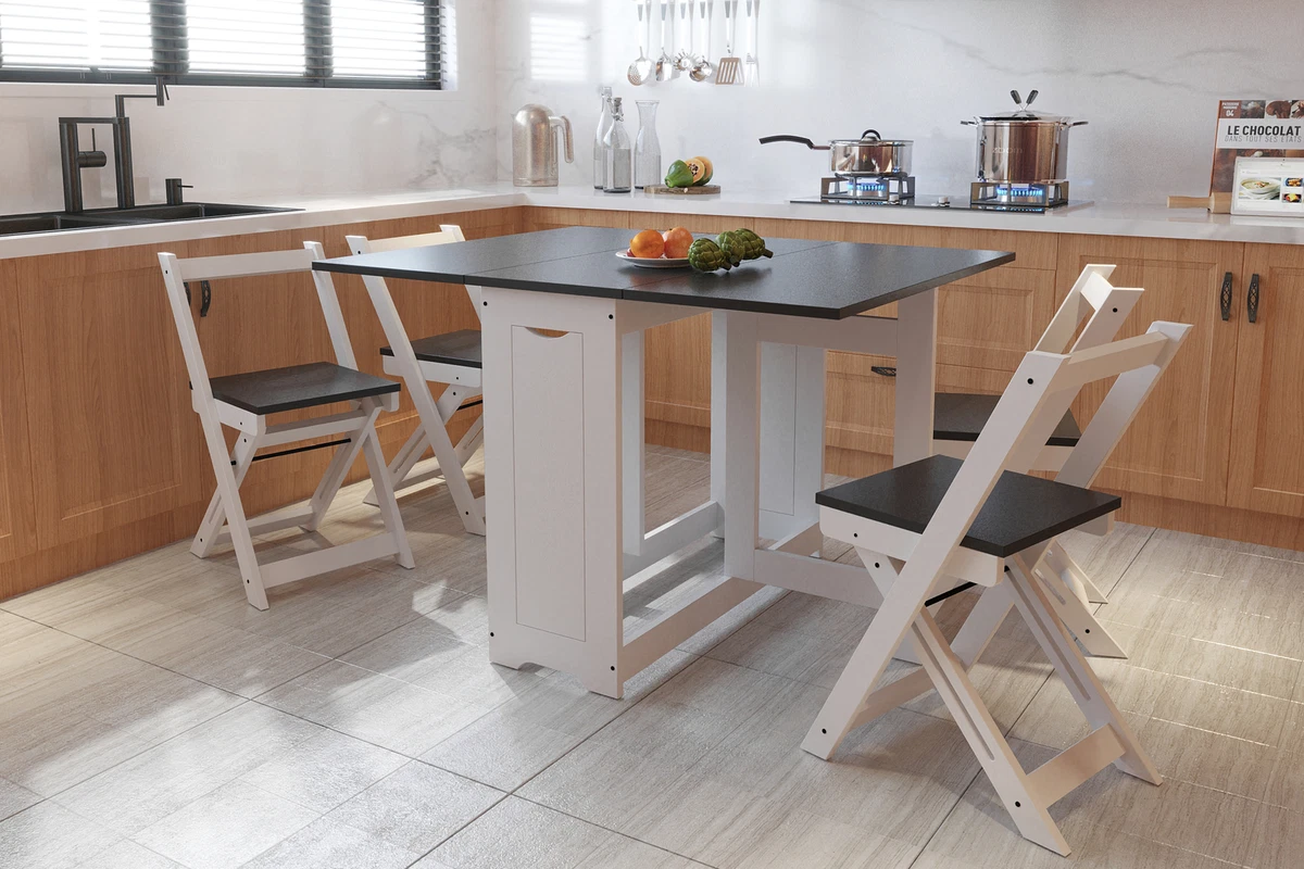 Butterfly dining table with 4 folding chairs sale