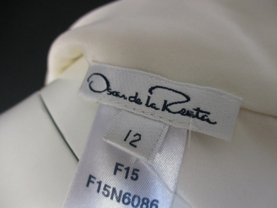 OSCAR DE LA RENTA 100% seda crema vestido recto sin mangas talla 12 Foto 4 de 4