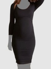 Ingrid Isabel Women Black Side Ruched 3/4 Sleeve Maternity Dress Size M
