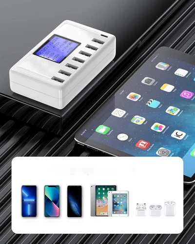 8-Port Mehrfach USB Ladegerät Ladestation Schnell Netzteil 60W Ladeadapter Hub - Bild 10 von 15