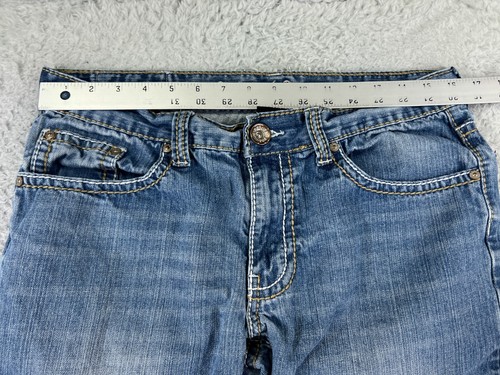 Request Jeans Pants Womens 32 Blue Denim Straight Distressed Embroidered 31x26 - Picture 13 of 17