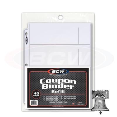 40 Assorted Pocket Page BCW Coupon Binder 9 8 6 4 3 Variety 3 Ring Album Pages