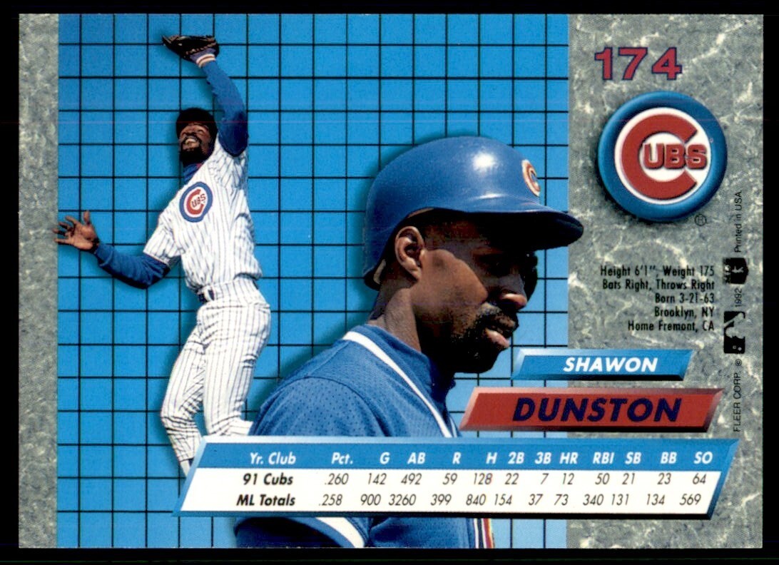 1992 Fleer Ultra #174 Shawon Dunston | eBay
