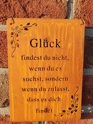 Edelrost Schild Tafel Spruch Garten Deko Glück finden eBay