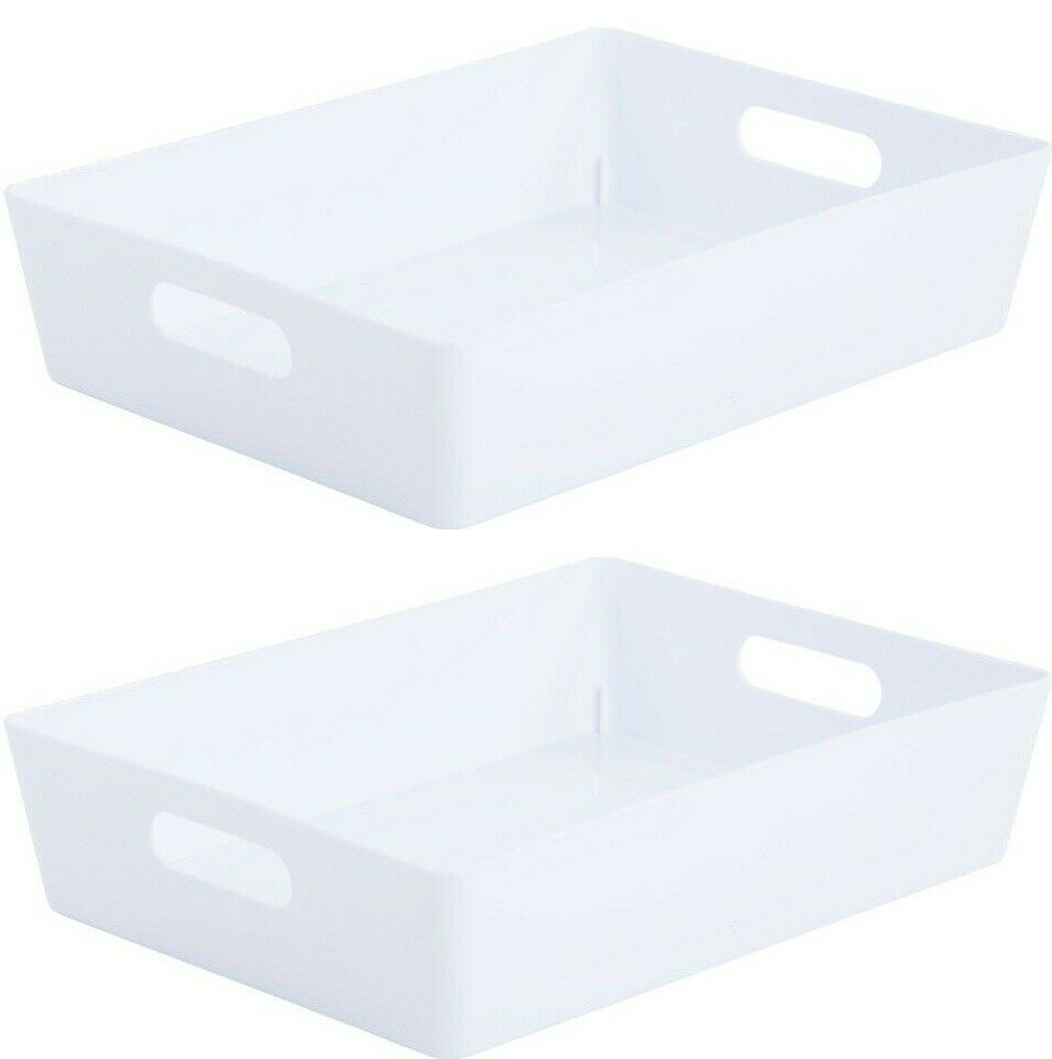 2x Wham Studio 5.01 Rectangular Plastic Storage Container Handle Basket - White