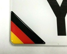 2 x 55mm German Flag Corner Number Plate Stickers - HIGH GLOSS DOMED GEL FINISH