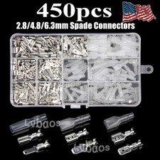 450PCS Female Male Spade Connectors Wire Crimp Terminals Set 2.8mm/4.8mm/6.3mm