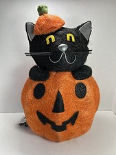 Black Cat Inside Pumpkin light up 17  Halloween Decor