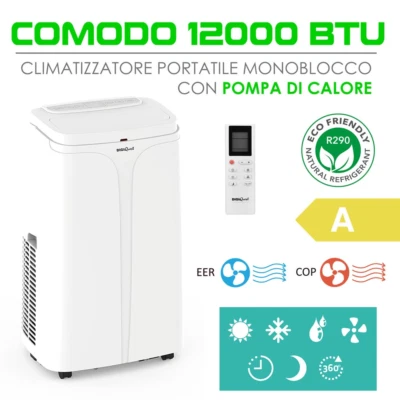 DGQ DIGIQUEST Condizionatore Portatile 12000 Btu Climatizzatore Pompa di Calore - Freddo Caldo