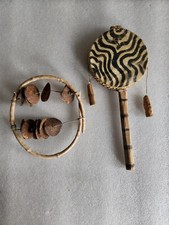 Vintage Replica Tribal Spin Drum and Rattler