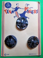 Vtg Le CHIC TEENAGERS DANCING BLUE PLASTIC BUTTONS NOS CARD GRAPHIC-Z506