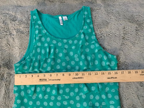 Elle Size S Women's Tank Top Woven Sleeveless Blouse Green White Floral - Picture 2 of 8