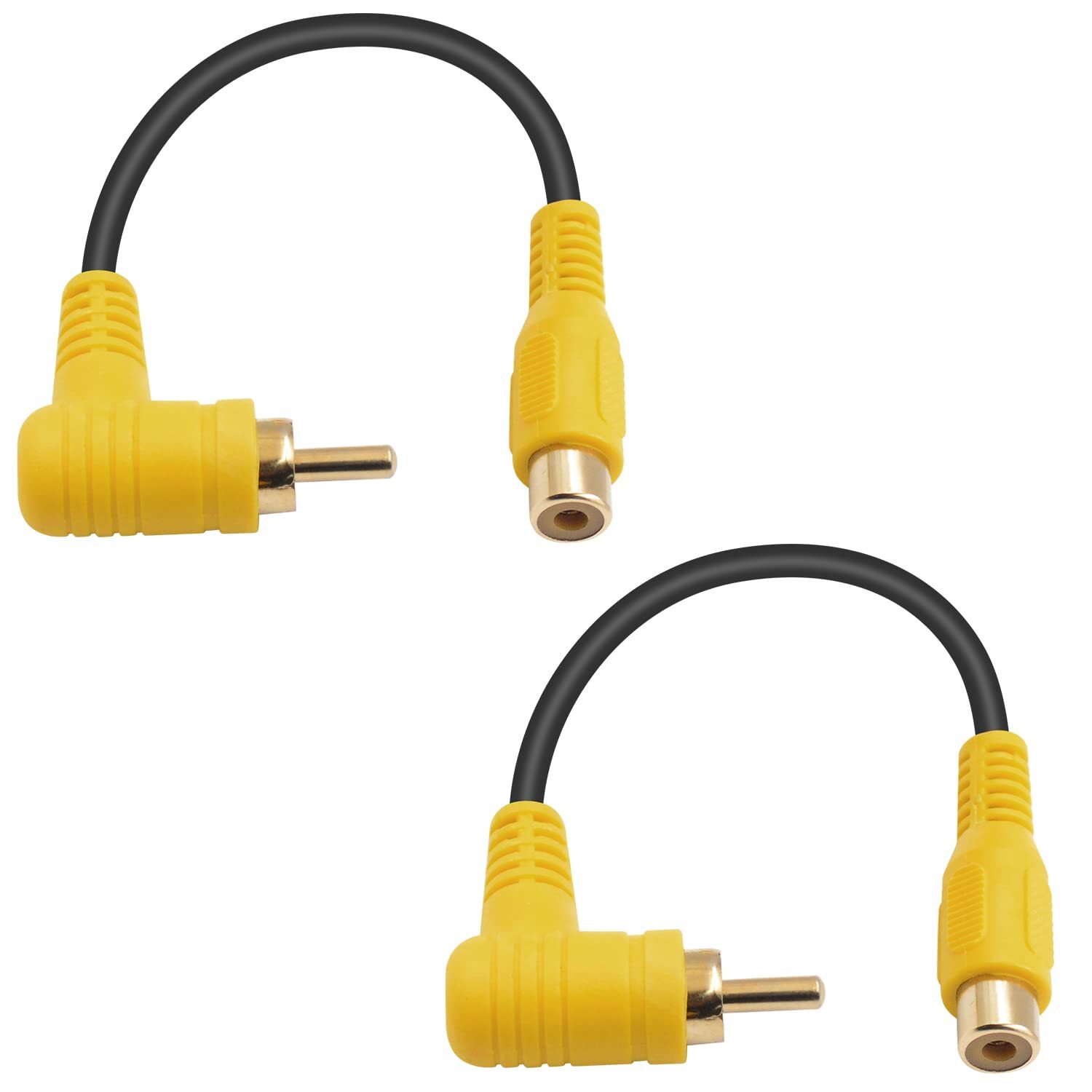 90 Degree Short RCA Extension Cable 6in/15cm, 24K Gold-Plated RCA Subwoofer C...