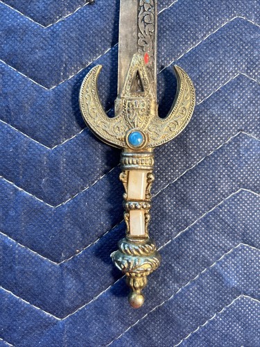 VTG Miniature Souvenir Du Maroc Sword Dagger Letter Opener Sheath Chape Morocco - Picture 5 of 9