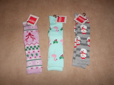NEW, 3 PAIRS OF KNEE HIGH SOCKS, LADIES SOCK SIZE 9-11, FITS SHOE SIZE ...
