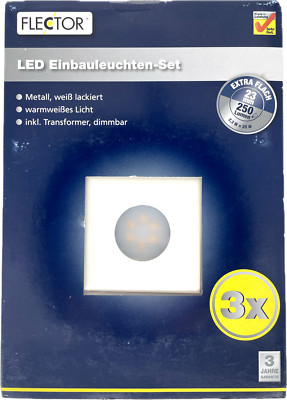 Einbauleuchten 3 Stück 2,3W Eckig Weiß Metall Warmweiß LED Spot NEU R921