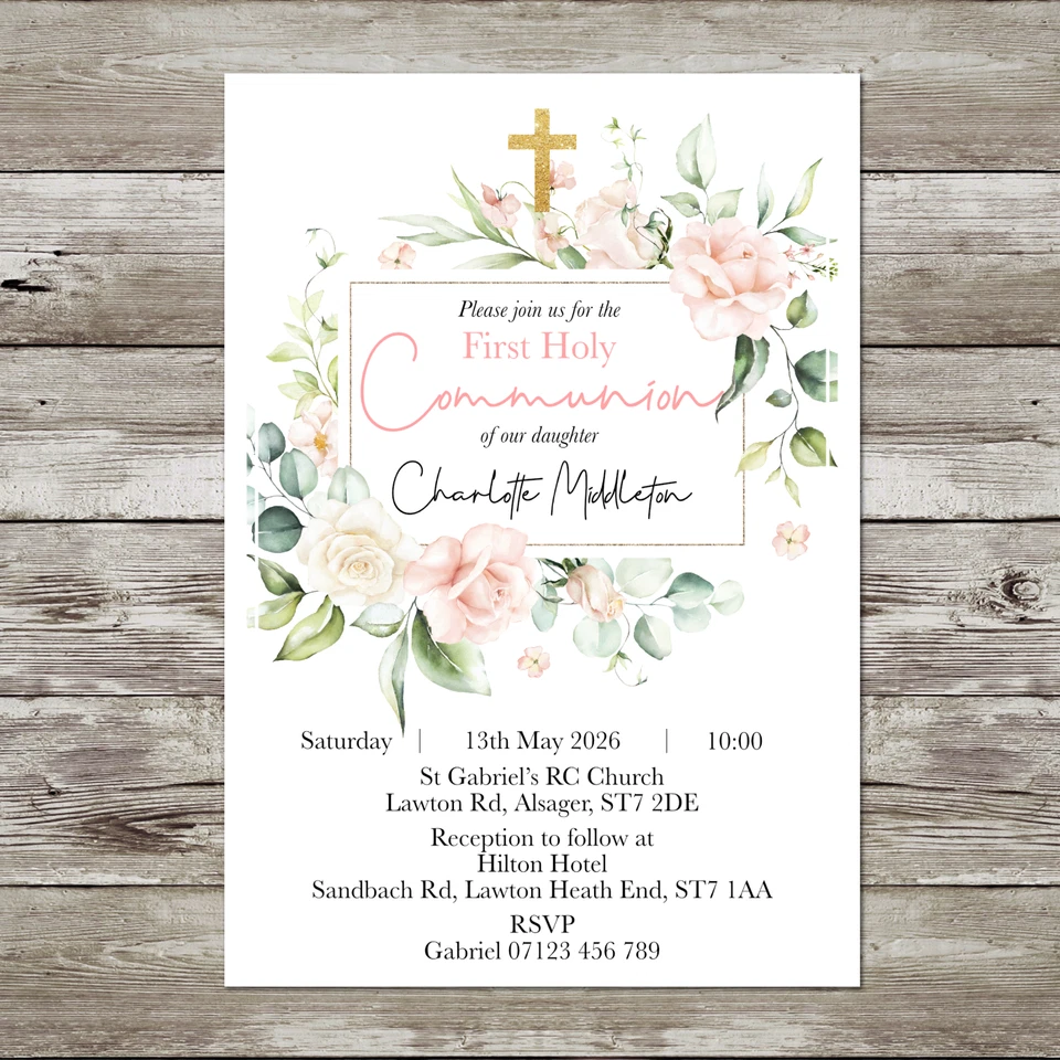 Christening Baptism Invitations - personalised holy communion, confirmation - Image 3 of 4