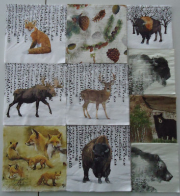 10 Napkins Wild Animals Decoupage Crafts Journals Moose fox buffalo bear trees