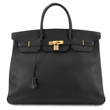 HERMES Birkin 40 Hand Bag Ardennes Leather Black Vintage Purse 90280558