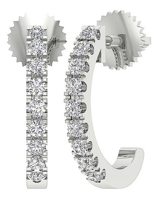 1 G 0,30 ct natürlicher Diamant Huggies Ohrringe 14 K massives Gold 0,49 Zoll Krappenfassung