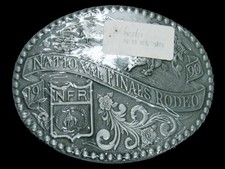 TJ01113 NOS NFR 1990 NATIONAL FINALS RODEO HESSTON COLLECTOR BELT BUCKLE