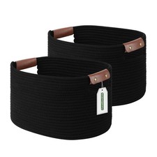 Cotton Rope Basket, Storage Baskets with Handle, 15x10x9 Inch Woven Basket fo...