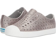 NATIVE JEFFERSON METAL BLING SHELL WHITE ADULT SHOES LIGHTWEIGHT SLIP ON