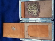 Damen Etui, Leder, Jugendstil, Stickerei Handarbeit, 1880 - 1910, Visitenkarten
