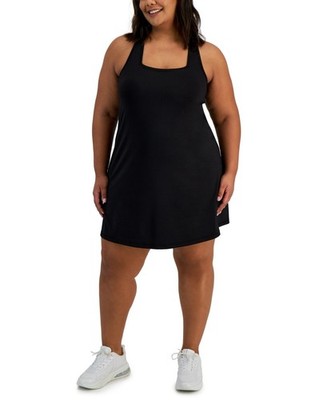 ID Ideology Plus Size Active Solid Cross-Back Sleeveless Dress Women's 1X Black