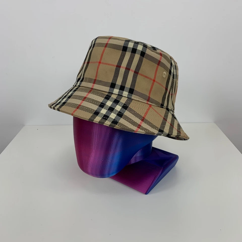 Burberry London Nova Cuadros Monograma Algodón Lona Cubo Sombrero Gorra Cabeza Talla M Foto 2 de 4