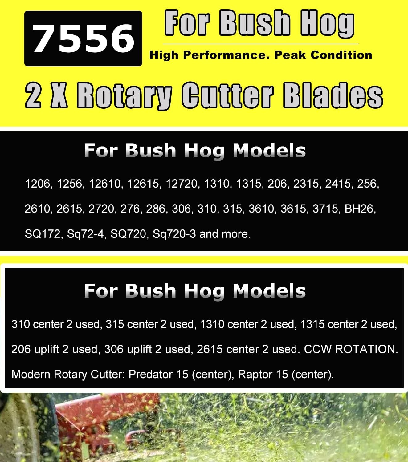 7556 Rotary Cutter Blades 27" x3/4" Lawn Mower Blades For Bush Hog, 2 Blade Set
