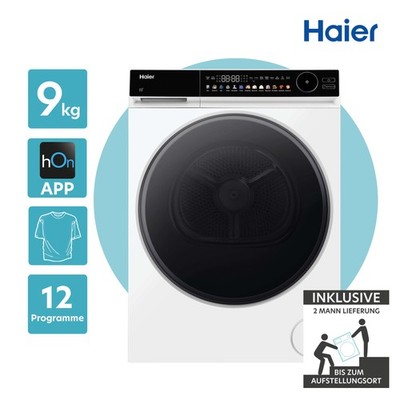Haier HD90-B667U1 Wärmepumpentrockner 9kg hOn-App XXL-Wäsche Weiß Knitterschutz