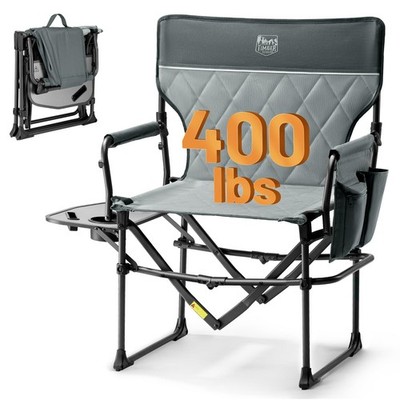 Aluminum Camping Directors Chair with Side Table Pocket, Portable Folding Cha...